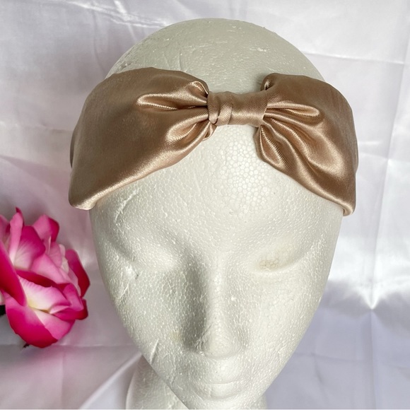 Tan Satin Headband wrap scrunched For Women Pleated design - Picture 7 of 13